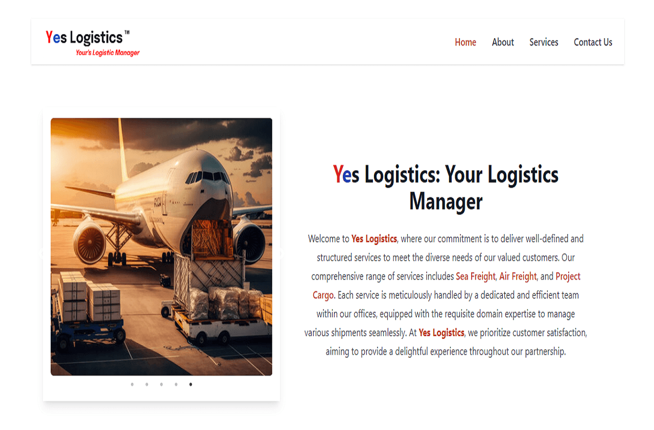 Yes Logistics Website